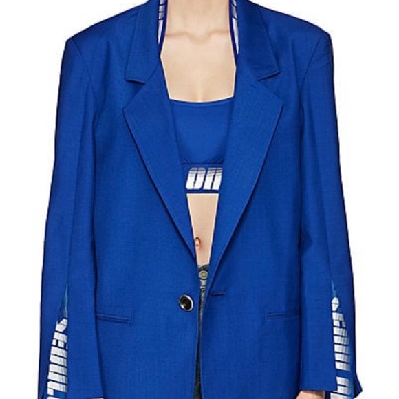 D-Antidote Hanging-Tab Blue Wool-Blend Blazer - Picture 5 of 7